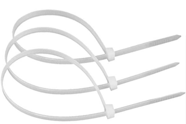 WHITE PLASTIC CABLE TIE-BAG OF 15